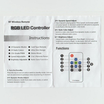 RF безжичен RGB контролер DC конектор за светодиодна лента Светлинен димер Мигаща настройка на яркостта Дистанционно управление Цветно затъмняване