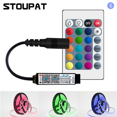 Bluetooth RGB valdiklis DC 5V 12V 24V Music BT Smart APP nuotolinio valdymo pultelis LED šviesos juostos valdymas, skirtas 5050 RGB juostos lemputėms