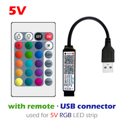 Bluetooth RGB-kontroller DC 5V 12V 24V Muusika BT Smart APP kaugjuhtimispult LED-valgusriba juhtimine 5050 RGB lintvalgustitele