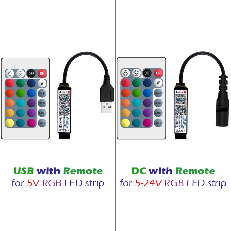 Bluetooth RGB-kontroller DC 5V 12V 24V Muusika BT Smart APP kaugjuhtimispult LED-valgusriba juhtimine 5050 RGB lintvalgustitele