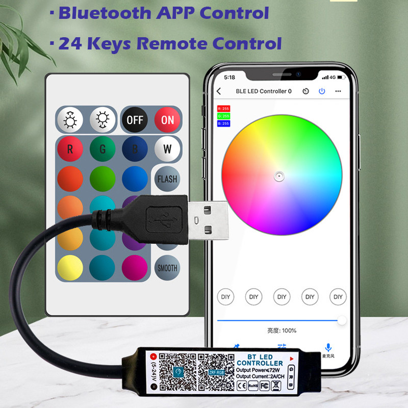 Bluetooth RGB-kontroller DC 5V 12V 24V Muusika BT Smart APP kaugjuhtimispult LED-valgusriba juhtimine 5050 RGB lintvalgustitele