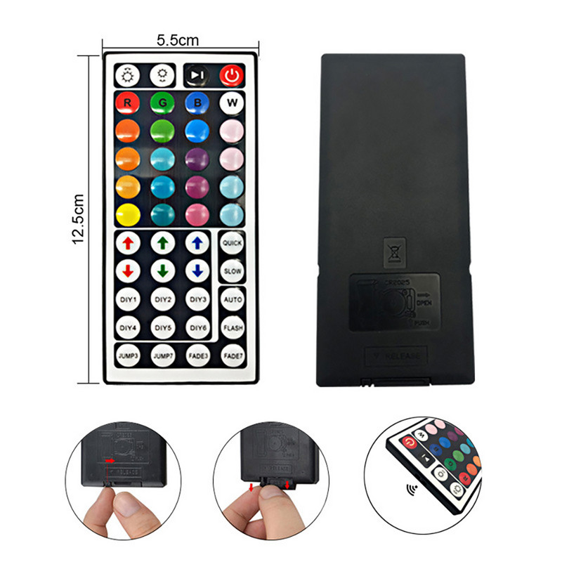 44 Keys RGB LED sloksnes kontrolieris 12 V SMD 2835 5050 RGB LED sloksnes gaismas bezvadu tālvadības pultī
