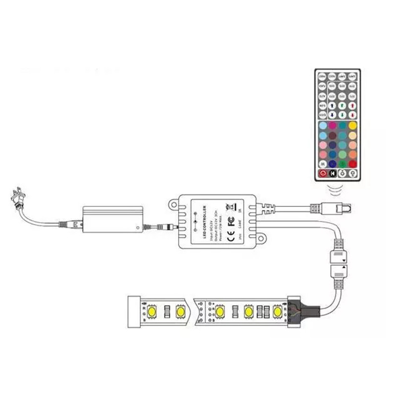 44Key Rgb Controler DC 12-24V Led Lights Strip 2835 5050 3528 Rgb Led Tape IR Remote Controller Rgb Lights 4 Pin Strips