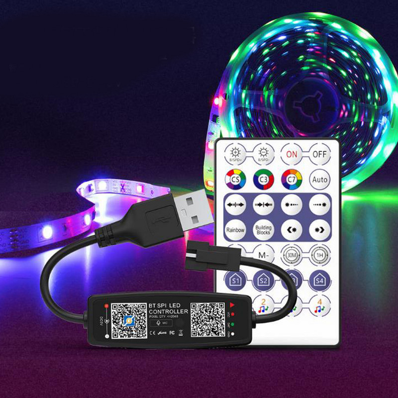 Συμβατό με USB Bluetooth Τηλεχειριστήριο RGB για RGB LED Strip Light WS2812B WS2811 SK6812 Smart Phone APP Control IOS/Android