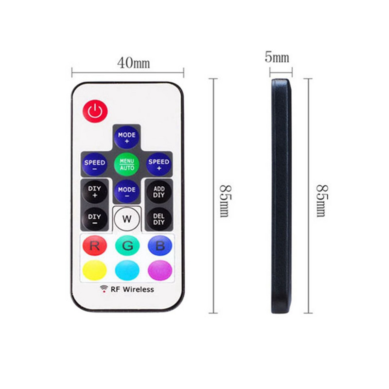 WS2811 WS2812B SK6812 RGB LED-pikslite ribavalgustuse kontroller 17 klahviga USB DIY 366 režiimide muutmine kaugjuhtimispuldiga DC5-24V