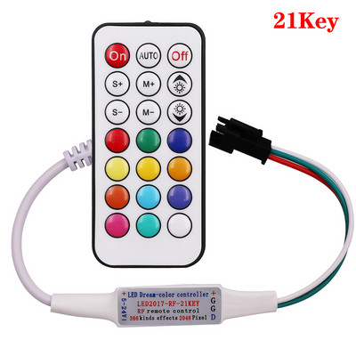 DC5-24V LED Pixel Strip Light Controller RF 14key/21key For WS2811 WS2812B SK6812 1903 LED Strip Light with Remote Control