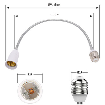 GANRILAND Extender Adapter E26/E27 To E26/E27 Extension Socket Flexible Adjustable Light Fixture Base Lamp Lamp Gooseneck