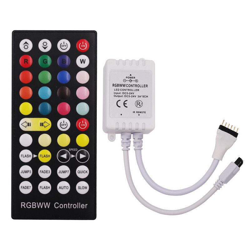 5v 12v 24v LED tālvadības pults priekš RGBWW RGBCCT Led Tape 40 Key IR Remote Control 5050 2835 RGB LED Strip Light Controller Kit