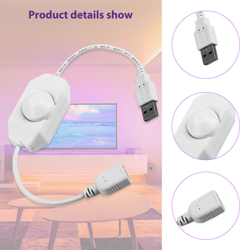 DC 5V USB LED Buton Dimmer DC 5V Panglică Reglarea luminozității Comutator Controler Conector pentru 5050 3528 2835 5 Volți Bandă Lumini