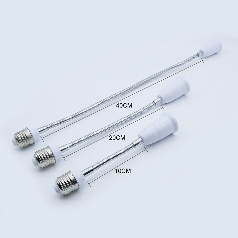 Objímka LED žiarovky E27 na E27, flexibilný predlžovací kábel, 10 cm, 20 cm, 40 cm, predĺžovací adaptér