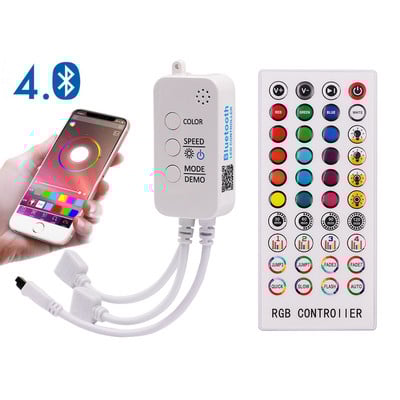 RGB LED ovládač DC12-24V Bluetooth ovládanie hudby s časovačom 40-klávesové IR diaľkové ovládanie pre 2835 5050 RGB LED pásové svetlo