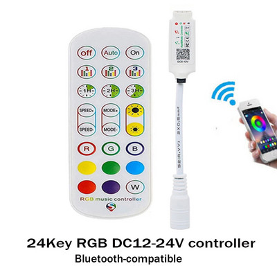 24 Keys IR Remote, συμβατό με Bluetooth, LED RGB Strip Controller Music RGB LED Controller for 5050 2835 RGB LED Strip Light
