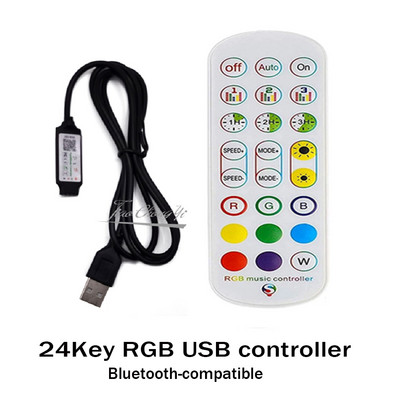24 Keys IR Remote, συμβατό με Bluetooth, LED RGB Strip Controller Music RGB LED Controller for 5050 2835 RGB LED Strip Light