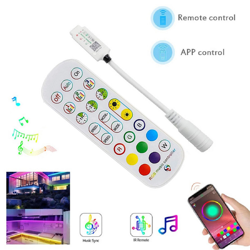 24 Keys IR Remote, συμβατό με Bluetooth, LED RGB Strip Controller Music RGB LED Controller for 5050 2835 RGB LED Strip Light