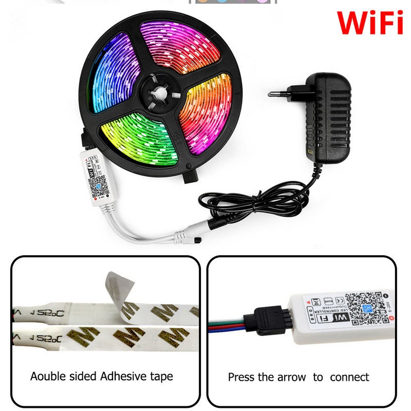 DC5V 12V 24V RGB Led Wifi kontroller LED-kontroller Ainult 5050 2835 RGB LED-riba jaoks/24Key/44Key WIFI-kontroller Magic Home