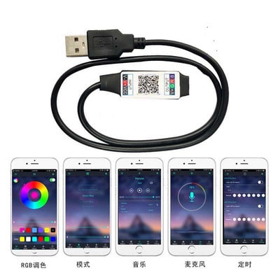 USB Mini RGB Bluetooth ovládač DC 5V 12V 24V hudobný Bluetooth ovládač svetelný pásik ovládač pre 2835 5050 RGB LED pásik