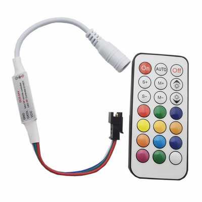 WS2815 WS2813 LED gaismas kontrolieris RF 14 taustiņu 21 taustiņu tālvadības pults bezvadu 350+ Dream Effect 4 pin SM JST RGB IC LED sloksnes gaisma DC5-24V