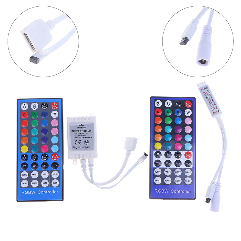 Universalus DC 12V-24V RGBW Dimmer 40Key 5Pins Spalvingas IR nuotolinio valdymo pultelis skirtas SMD 5050 LED juostelių lempučių šviesos juostos valdikliui~