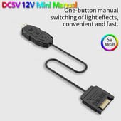 3PIN 4PIN DC5V 12V ARGB RGB LED gaismas sloksnes spiedpogas iebūvēts mini manuālais kontrolieris SATA barošanas ports datora resursdatoram