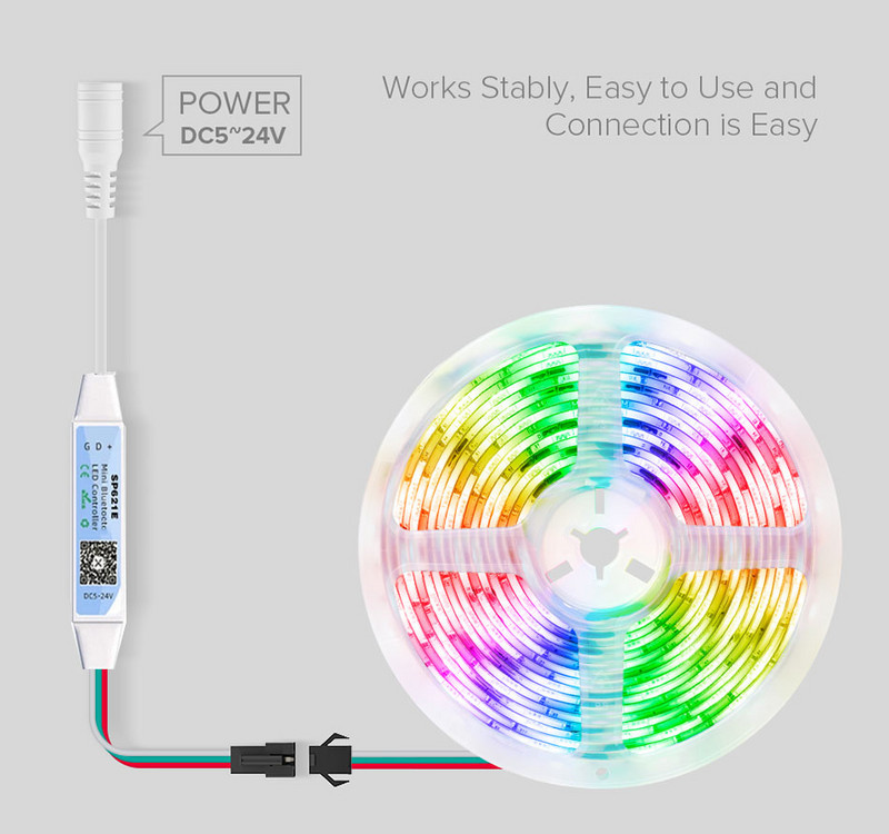 WS2811 RGB RGBW LED szalagvezérlő SP623E SP624E SP621E Bluetooth-kompatibilis Smart APP vezérlés WS2812B pixel szalagos lámpákhoz