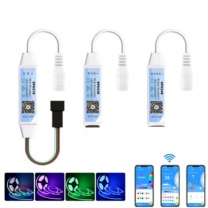 WS2811 RGB RGBW LED szalagvezérlő SP623E SP624E SP621E Bluetooth-kompatibilis Smart APP vezérlés WS2812B pixel szalagos lámpákhoz