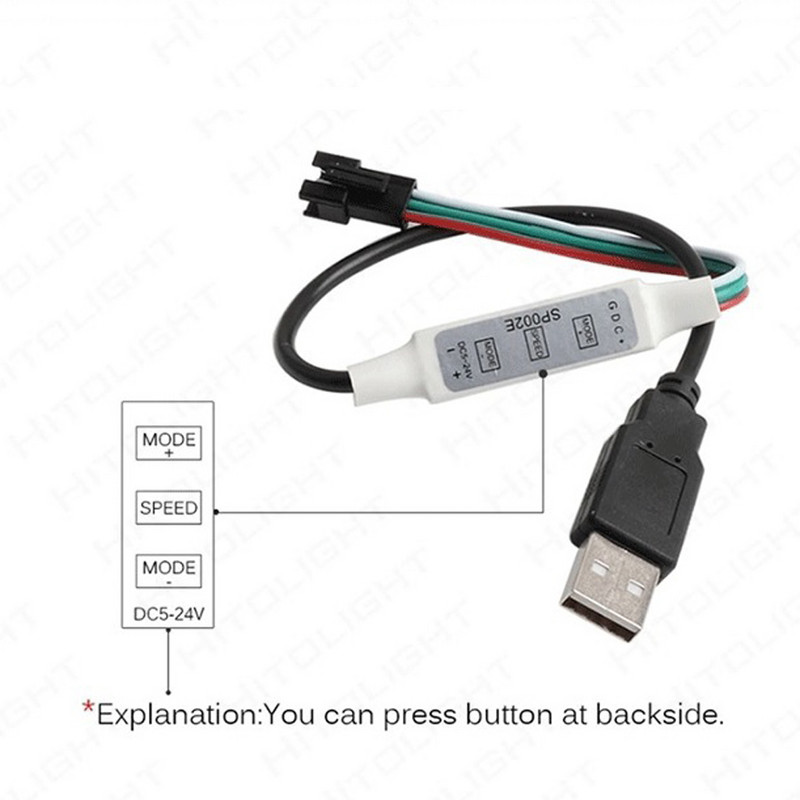 SP002E LED RGB Controller 2048 Pixels Dimmer 3 Key DC5-24V USB 5V for WS2811 WS2812B Addressable Magic Color Light Bar String