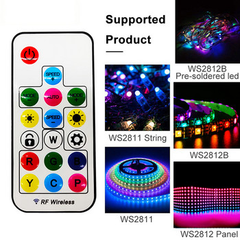 DC5V USB 17Keys Mini RF контролер Led Magic Color Безжично дистанционно за 3Pin индивидуално адресируем лентов панел с 5050 RGB пиксела