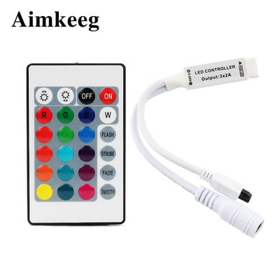 LED gaismas sloksne ar 24 taustiņu kontrolieri DC Mini 24 taustiņu tālvadības pults IR RGB ar reostatu SMD 3528 5050 LED sloksnes apgaismojuma nokrāsai