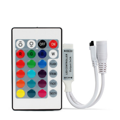 Bandă de lumină cu LED-uri cu controler cu 24 de taste DC Mini telecomandă cu 24 de taste IR RGB cu Dimmer pentru SMD 3528 5050 Nuanță de bandă LED