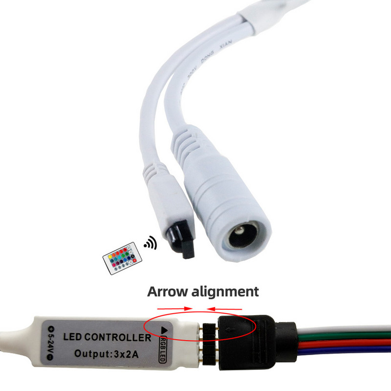 Bandă de lumină cu LED-uri cu controler cu 24 de taste DC Mini telecomandă cu 24 de taste IR RGB cu Dimmer pentru SMD 3528 5050 Nuanță de bandă LED