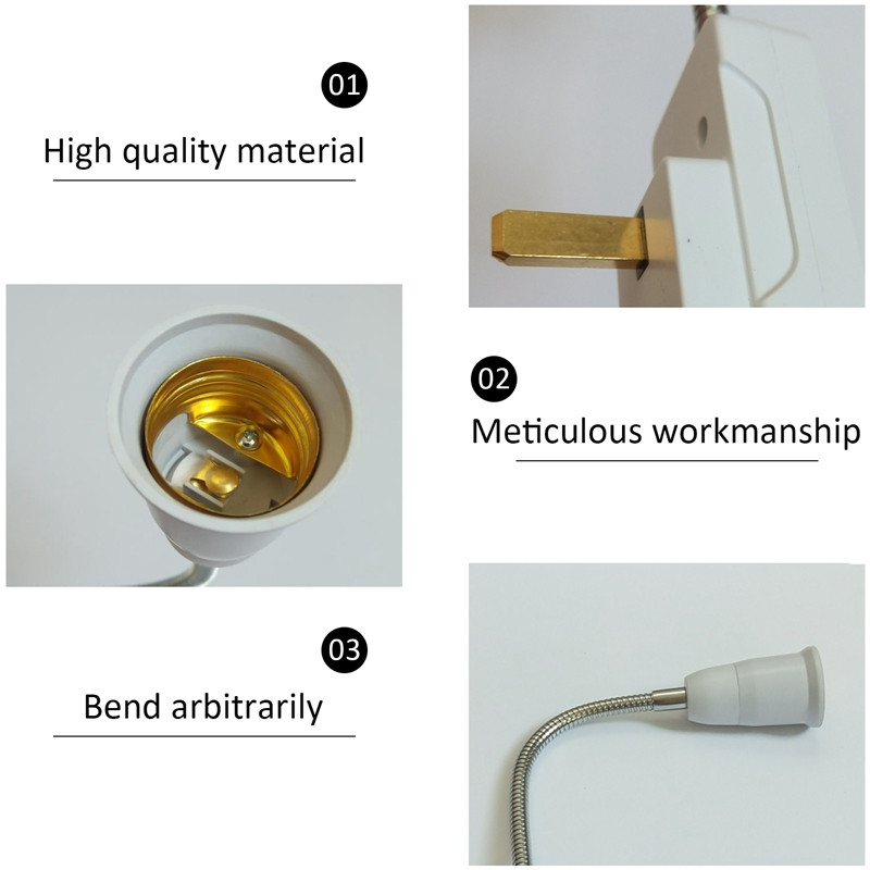 22cm 260V 13A E27 lemputės lempos laikiklis Lankstus prailginimo adapteris sieninis lizdas keitiklis JK kištukas apšvietimo priedai