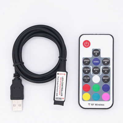 DC 5V USB LED RGB Controller Mini 3Keys Dimmer 24Key 44key IR Remoter 17Keys RF Wireless Remoter Control for USB RGB LED Strip