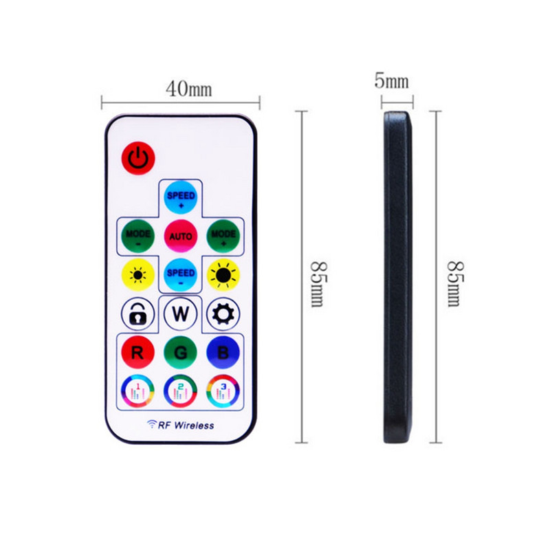 WS2811 WS2812B 5050 RGB Led Strip Light Music Controller MINI 17 Keys RF Remote Control 370 Modes Αλλαγή DC/USB DC5-24V