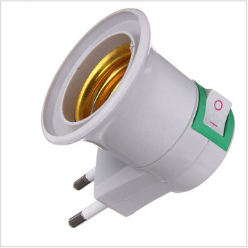 2Pcs E27 LED светлина EU Plug Base AC захранване 220V държач Адаптер Конвертор Бутон за ВКЛ./ИЗКЛ. Превключвател за лампа с крушка