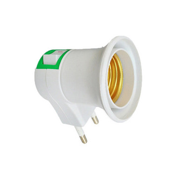 2Pcs E27 LED светлина EU Plug Base AC захранване 220V държач Адаптер Конвертор Бутон за ВКЛ./ИЗКЛ. Превключвател за лампа с крушка