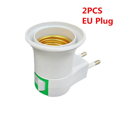 2 buc. lumină LED E27 Baza priză UE Alimentare AC 220V Suport Adaptor Convertor Buton ON/OFF Comutator pentru bec