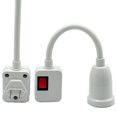 Adaptér/konvertor objímky E27 pre LED žiarovku s vypínačom a zástrčkou EU/US/UK. Úsporná lampa na stôl.