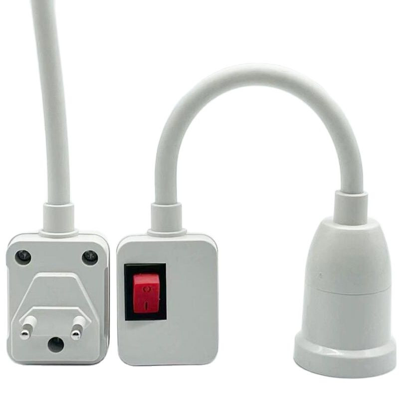 Adaptér/konvertor objímky E27 pre LED žiarovku s vypínačom a zástrčkou EU/US/UK. Úsporná lampa na stôl.