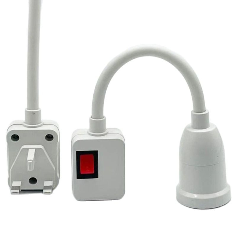 Adaptér/konvertor objímky E27 pre LED žiarovku s vypínačom a zástrčkou EU/US/UK. Úsporná lampa na stôl.