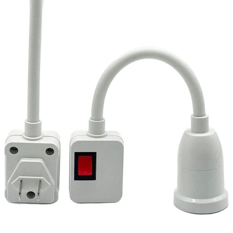 Adaptér/konvertor objímky E27 pre LED žiarovku s vypínačom a zástrčkou EU/US/UK. Úsporná lampa na stôl.