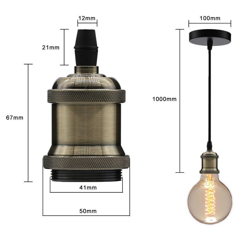 Suport pentru bec cu suspendare vintage E27 Soclu cu șurub bază 110V 220V Aluminiu Industrial Fitinguri retro Suport lampă pentru casă