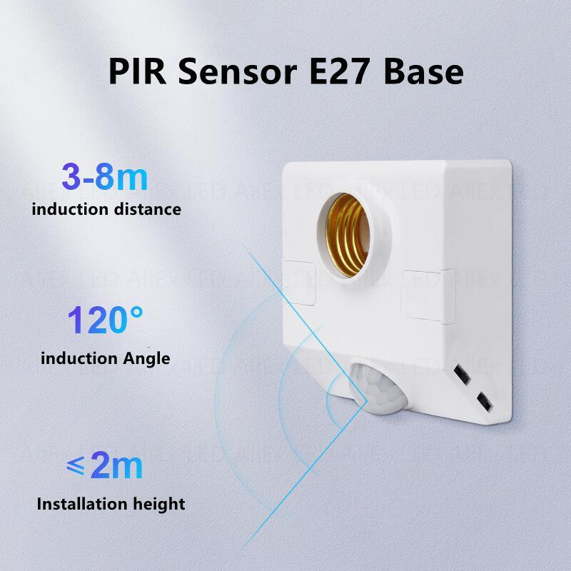 Comutator de lumină cu senzor de mișcare E27 100-240V Detector de mișcare Suport lampă de bază E27 cu control luminii Comutator inteligent Adaptor priză bec