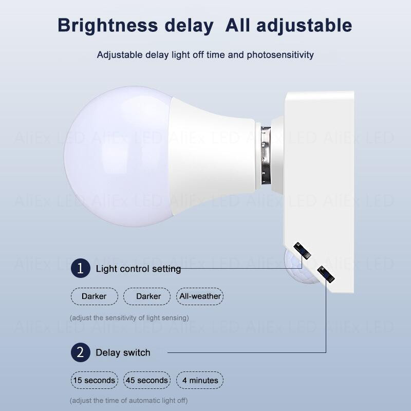 Comutator de lumină cu senzor de mișcare E27 100-240V Detector de mișcare Suport lampă de bază E27 cu control luminii Comutator inteligent Adaptor priză bec