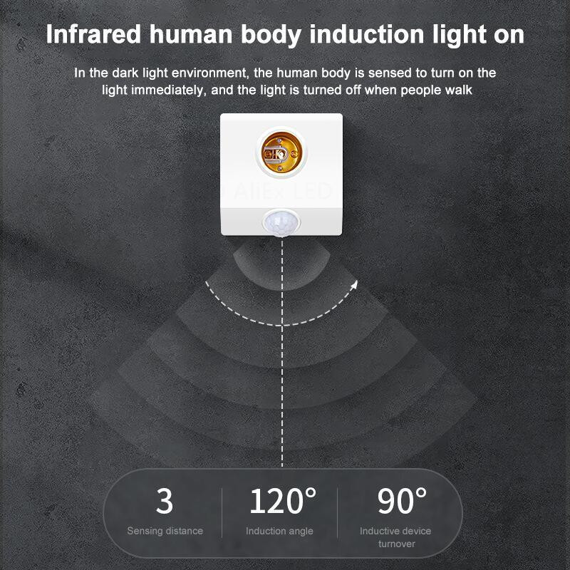 Comutator de lumină cu senzor de mișcare E27 100-240V Detector de mișcare Suport lampă de bază E27 cu control luminii Comutator inteligent Adaptor priză bec