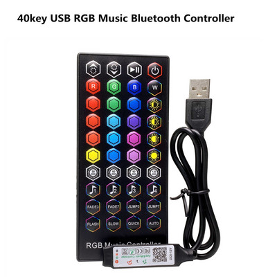 RGB LED-ribakontroller 5050 3528 RGB LED-riba Bluetoothi muusikakontrolleri jaoks koos 23-klahvilise 40-klahvilise IR-kaugjuhtimispuldi nutika rakenduse kontrolleriga