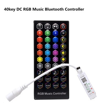 RGB LED-ribakontroller 5050 3528 RGB LED-riba Bluetoothi muusikakontrolleri jaoks koos 23-klahvilise 40-klahvilise IR-kaugjuhtimispuldi nutika rakenduse kontrolleriga