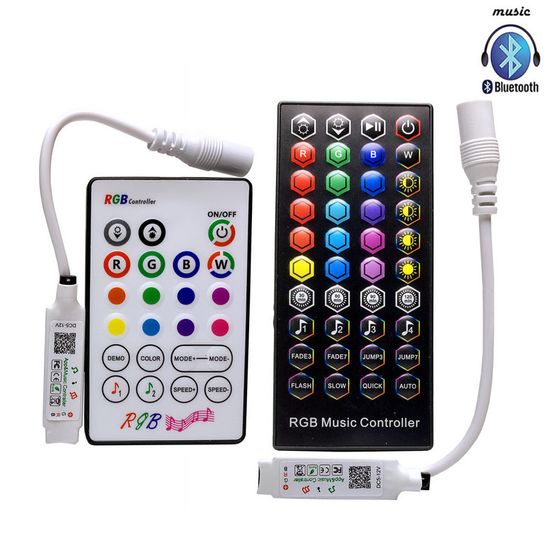 RGB LED-ribakontroller 5050 3528 RGB LED-riba Bluetoothi muusikakontrolleri jaoks koos 23-klahvilise 40-klahvilise IR-kaugjuhtimispuldi nutika rakenduse kontrolleriga