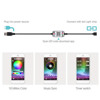 2X ασύρματο Bluetooth LED Dimmer Τηλεχειριστήριο DC5-24V Phone APP Έλεγχος σύνδεσης για διακόπτη χρονοδιακόπτη φωτεινής ταινίας RGB