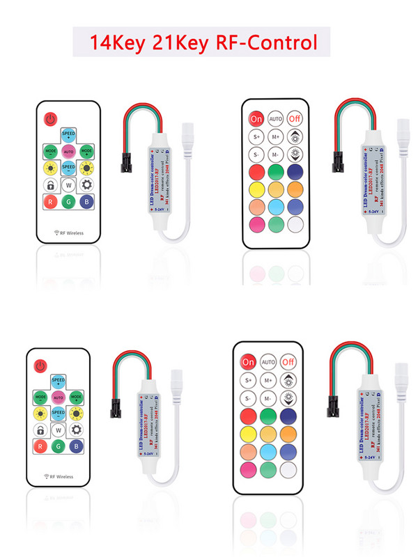 14-klahvi 21-klahviga RGB-kontroller USB-juhtmevaba RF-kaugjuhtimispult, WS2811 jaoks WS2812B valgusriba RGBW RGBWW LED-i hämardamine DC5-24V