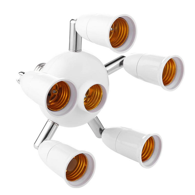 4/6 galvučių lempos pagrindo keitimas reguliuojamas E27 lizdas, skirstytuvas LED lemputės lempos laikiklio adapterio keitiklio lizdas